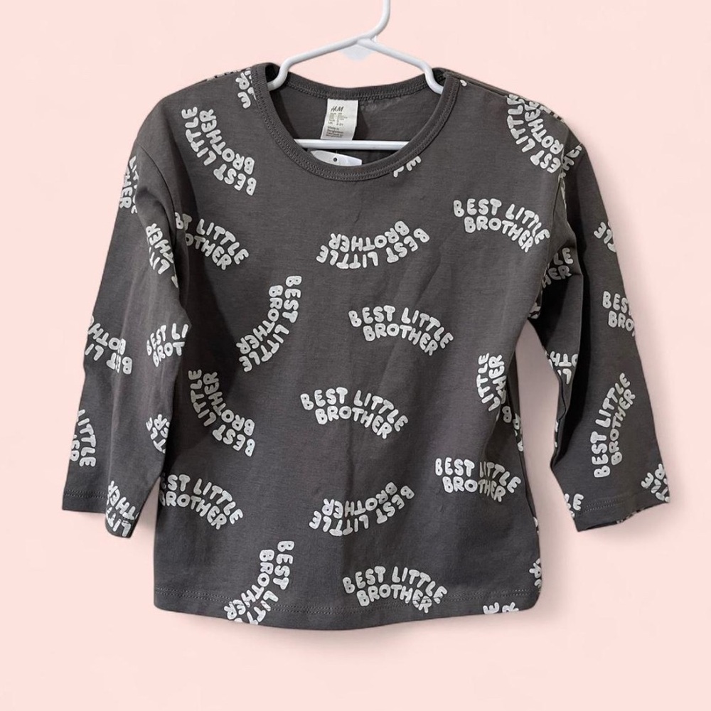 3T Boys H&M Long Sleeve Little Brother Crewneck T-Shirt 100% Cotton NWT